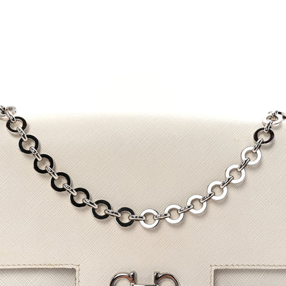 Salvatore Ferragamo Printed Calfskin Rory Chain Shoulder Bag White 7 of 9