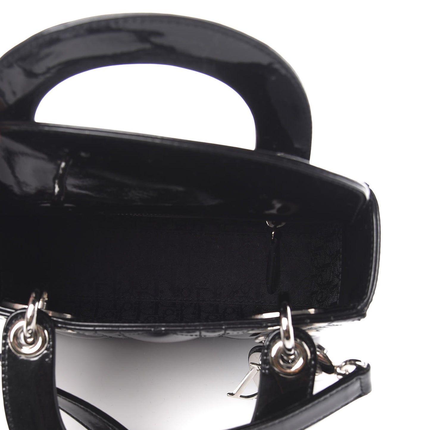Patent Cannage Mini Lady Dior Black