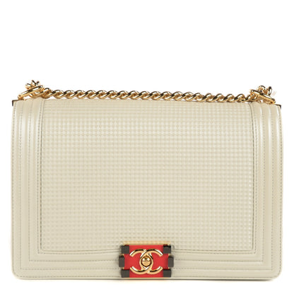 Chanel Lambskin Embossed New Medium Boy Cube Flap White 1 of 9