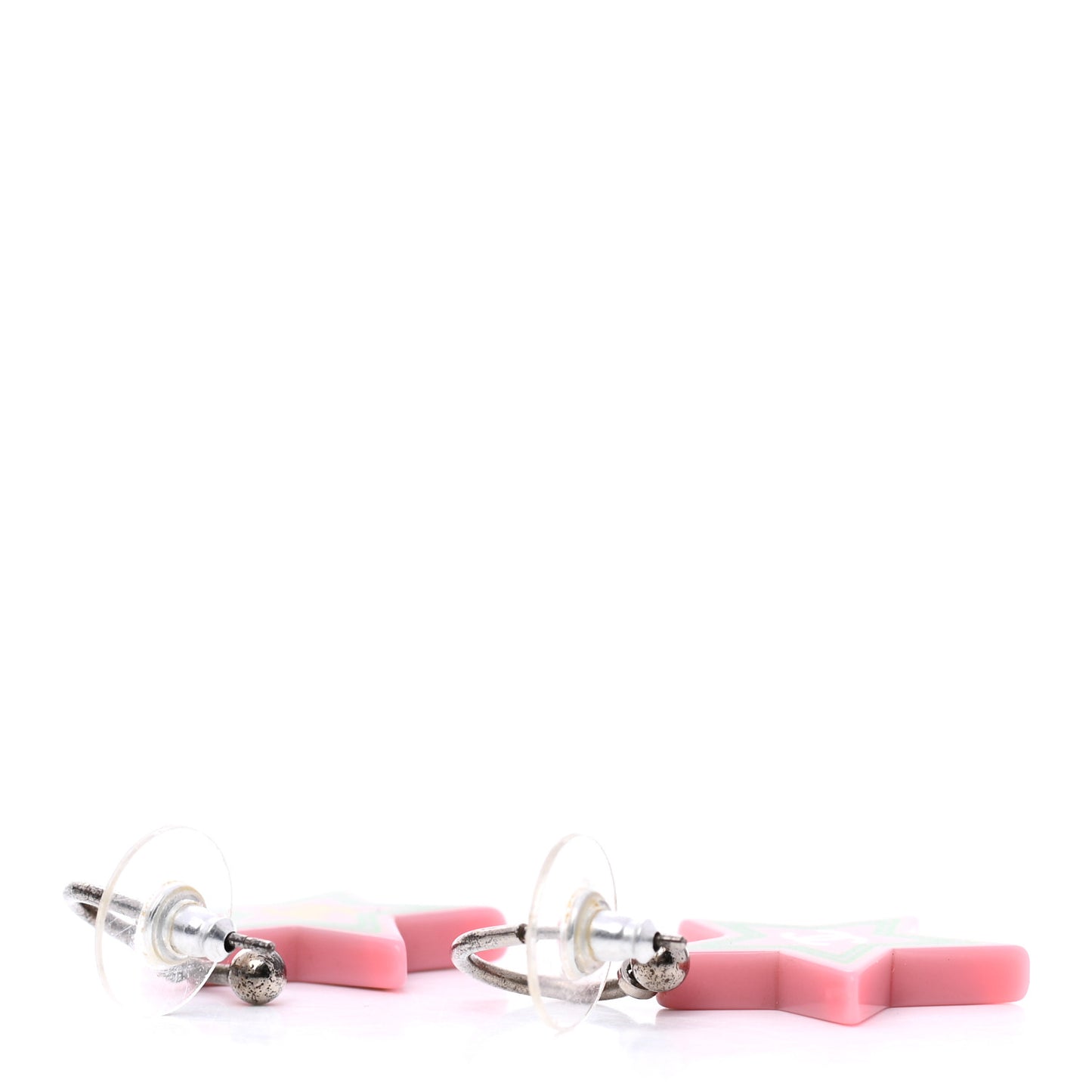 Resin CC Star Drop Earrings Pink Green