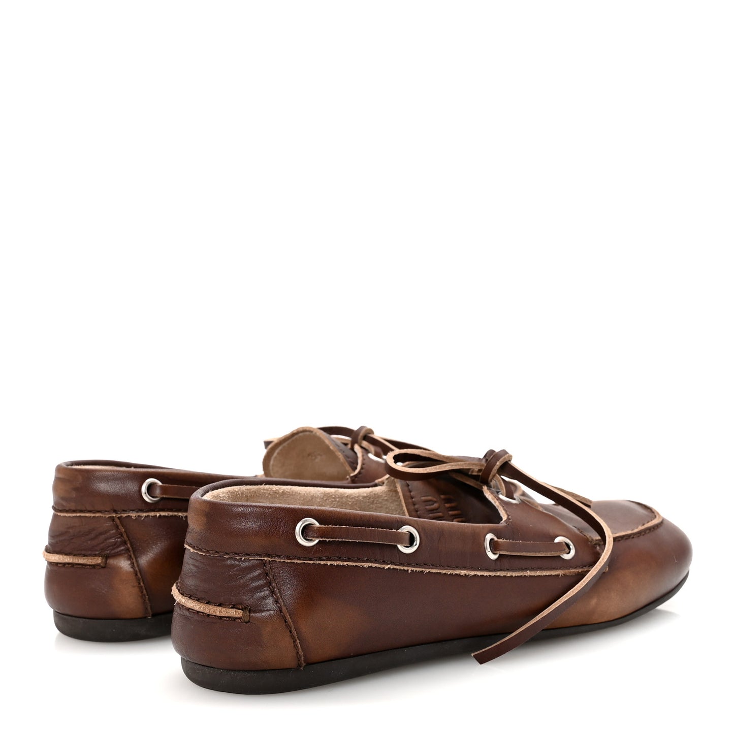Vitello Deco Boat Loafers 37 Sienna