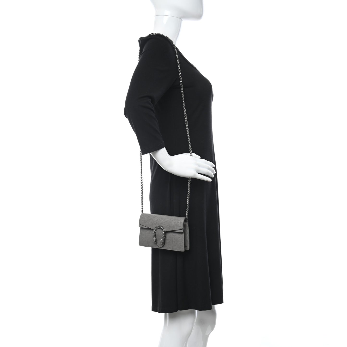 Dollar Calfskin Crystal Super Mini Dionysus Shoulder Bag Dusty Grey Black Diamond