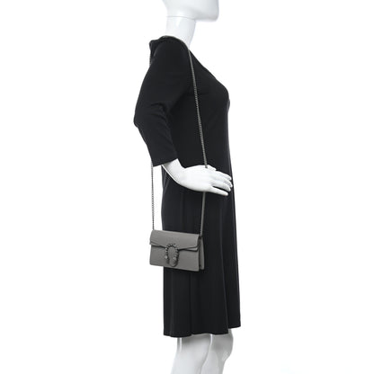Gucci Dollar Calfskin Crystal Super Mini Dionysus Shoulder Bag Dusty Grey Black Diamond 2 of 9