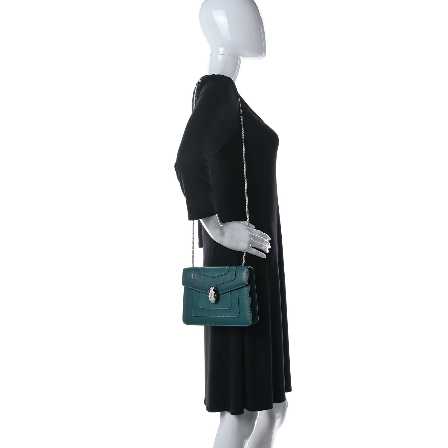 Bulgari Calfskin Small Serpenti Forever Snake Strap Crossbody Bag Emerald Green 2 of 11