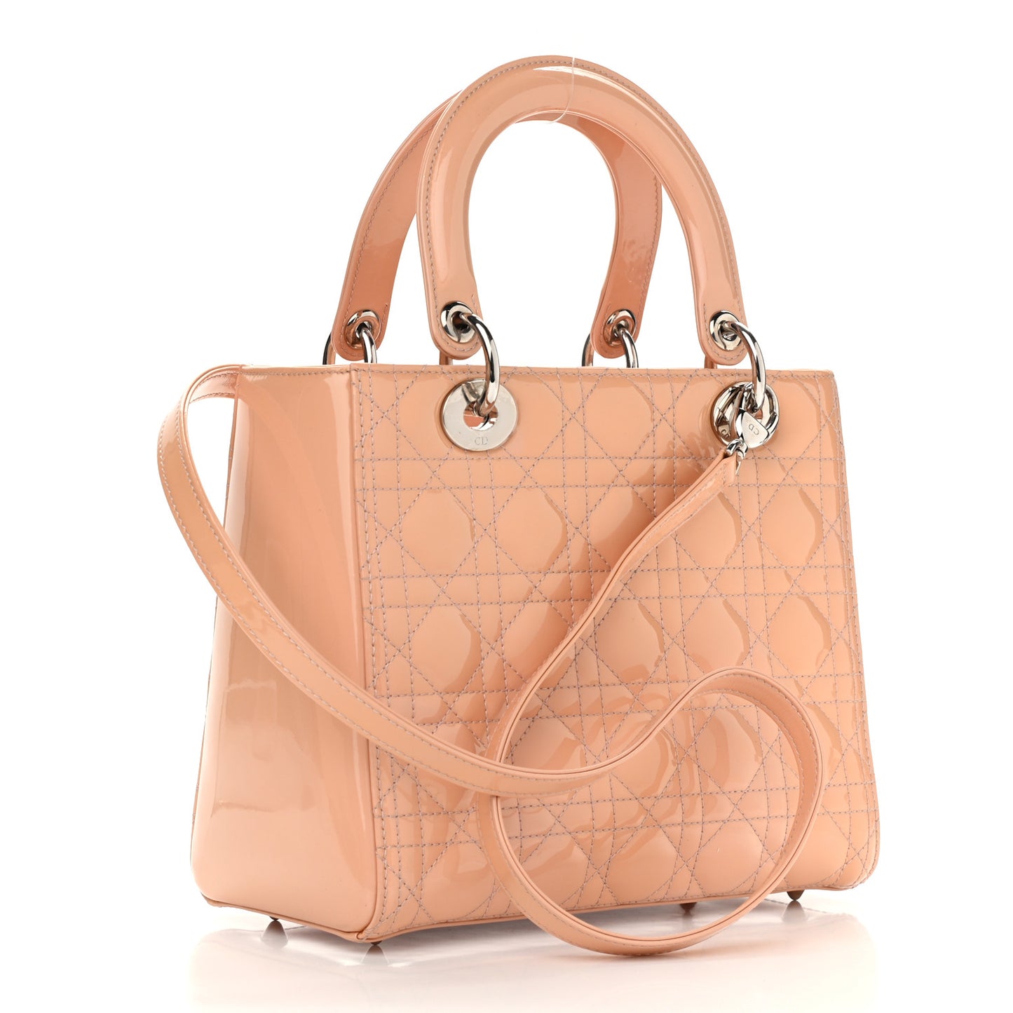 Patent Cannage Medium Lady Dior Light Pink