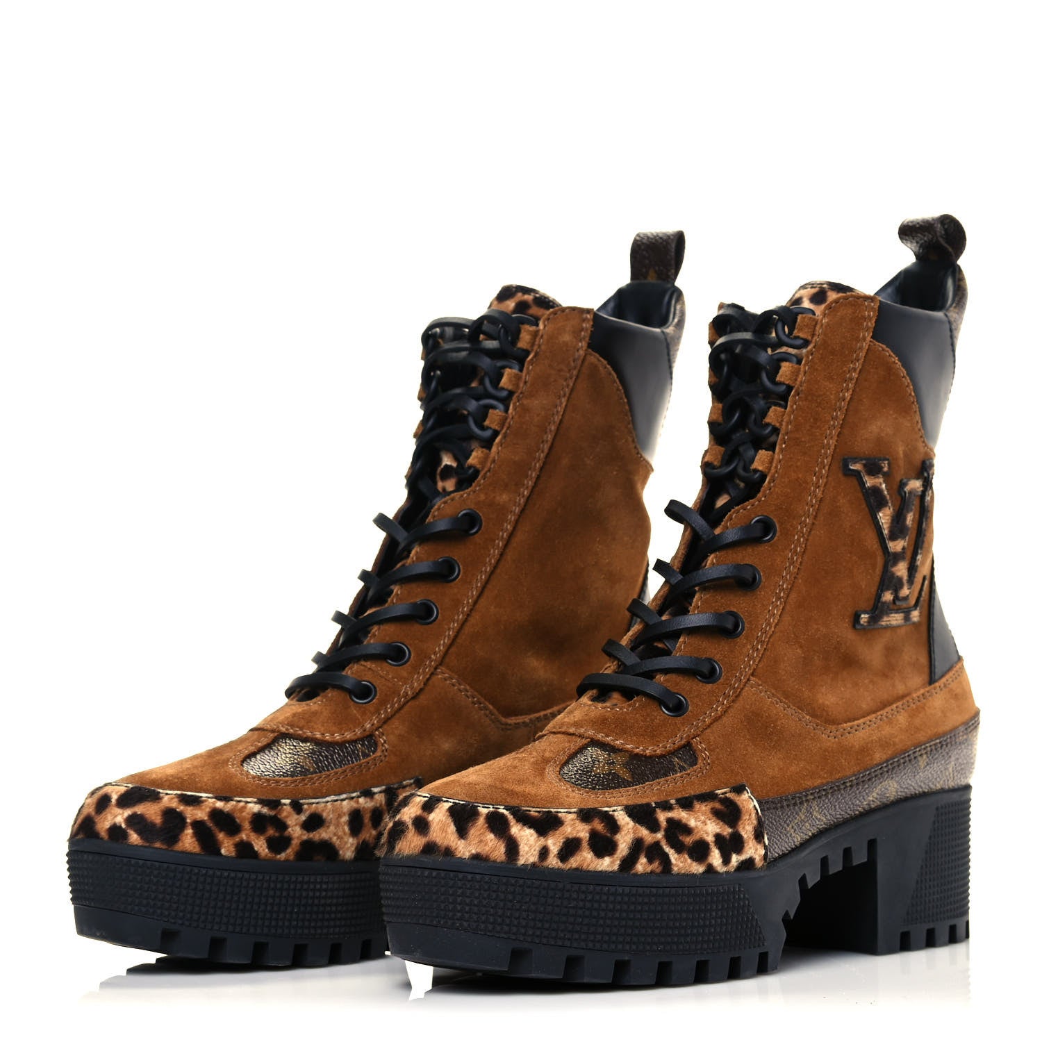 Louis Vuitton Suede Calfskin Monogram Laureate Platform Desert Boots 37.5 Cognac 3 of 5