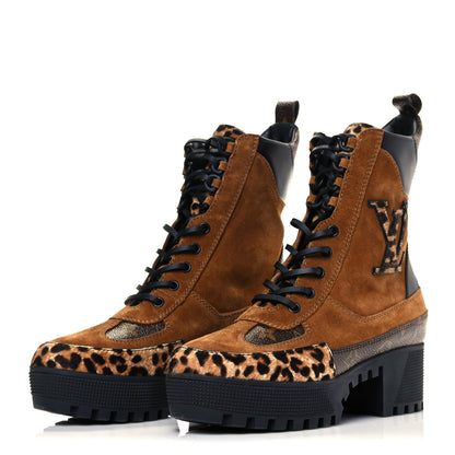 Louis Vuitton Suede Calfskin Monogram Laureate Platform Desert Boots 37.5 Cognac 3 of 5