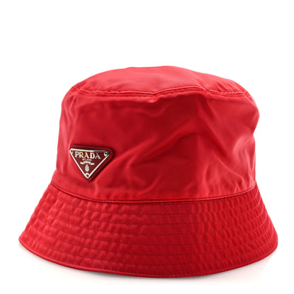 Prada Re-Nylon Metal Triangle Logo Womens Bucket Hat S Rosso 1 of 7