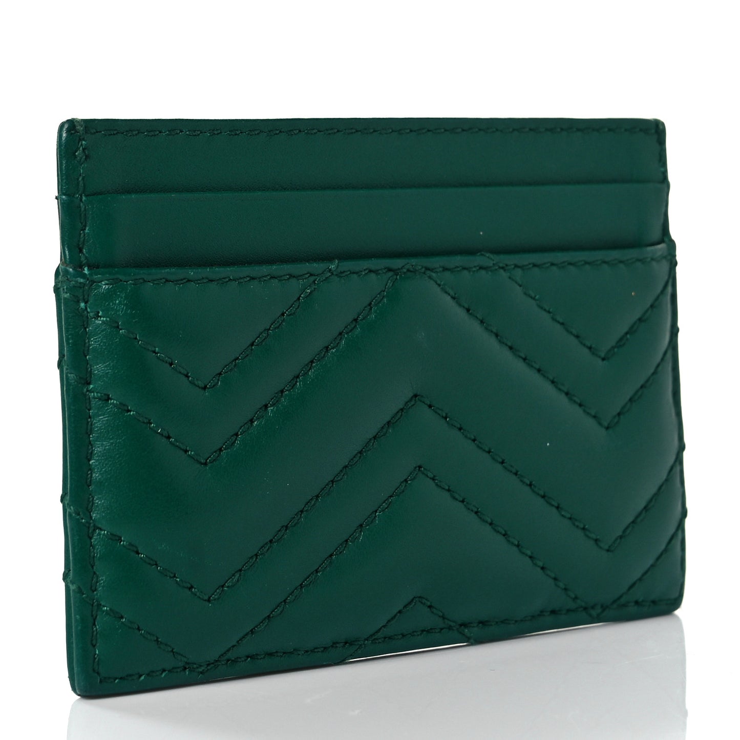 Calfskin Matelasse GG Marmont Card Holder Emerald Green