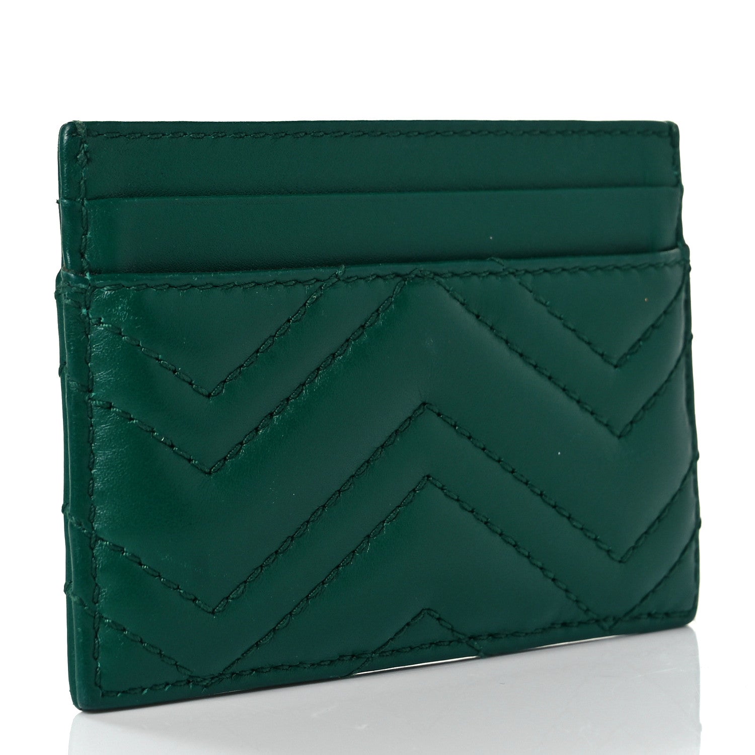 Gucci Calfskin Matelasse GG Marmont Card Holder Emerald Green 3 of 9