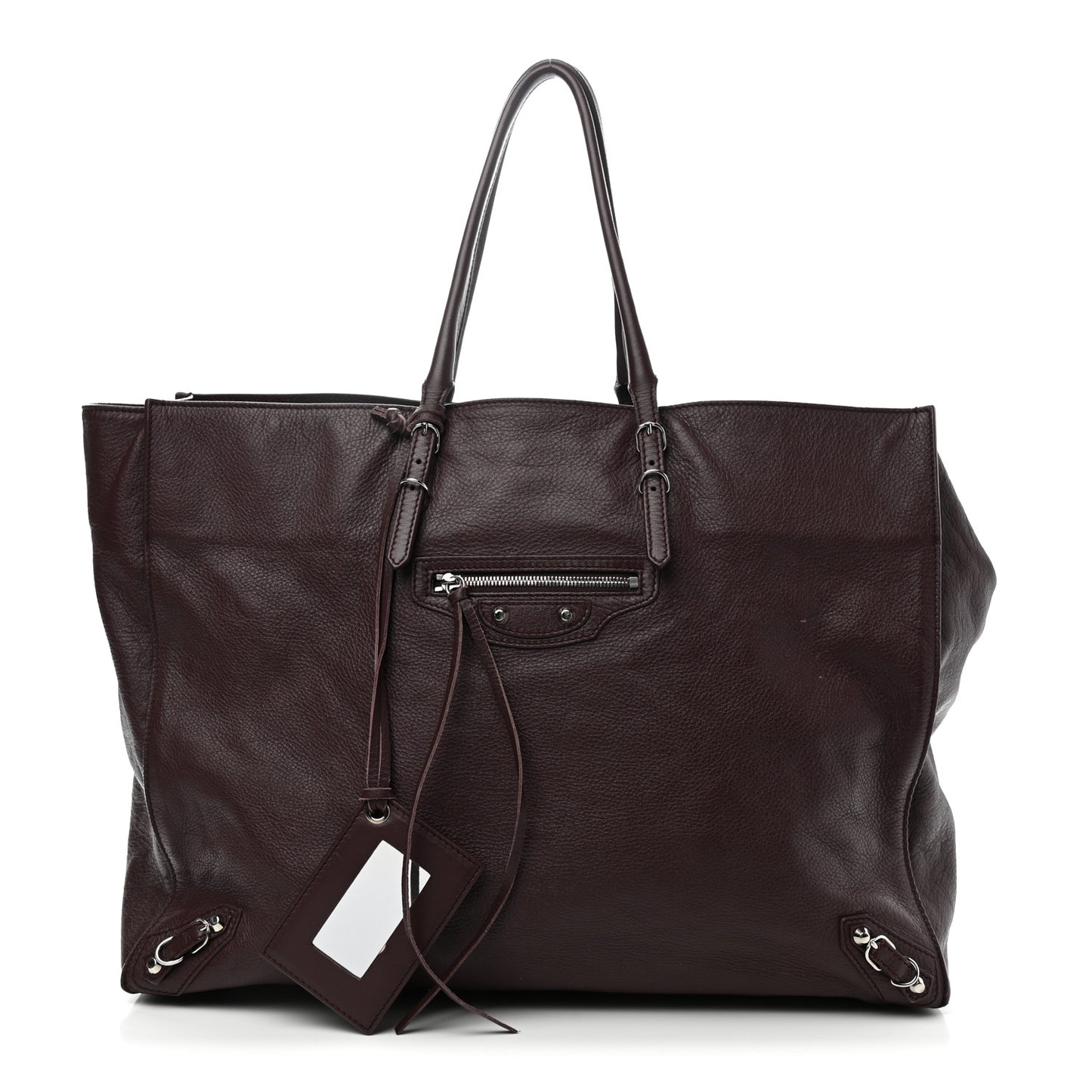 Veau Papier A4 Tote Rouge Aubergine