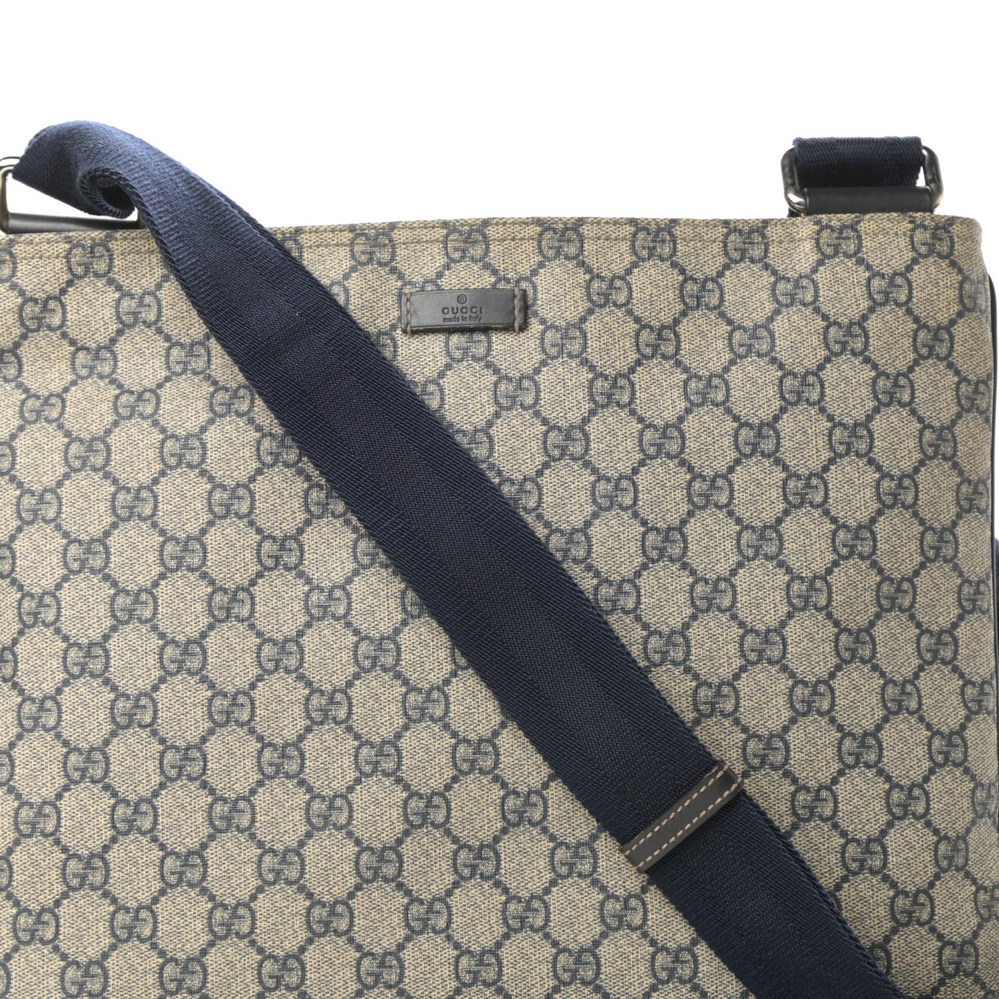 GG Plus Monogram Large Flat Messenger Bag Beige Blue