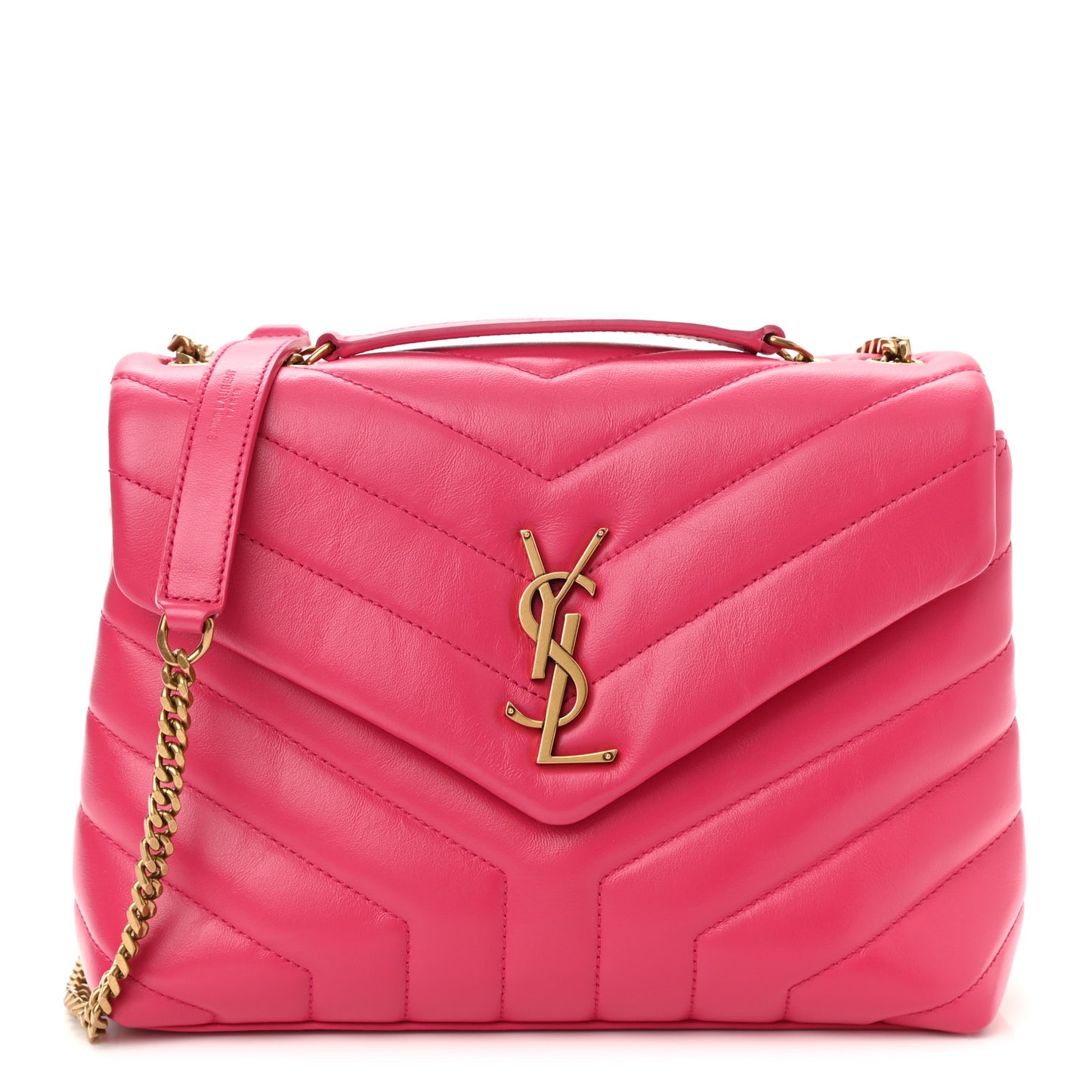 Calfskin Y Quilted Monogram Small Loulou Chain Satchel Fresh Fuchsia