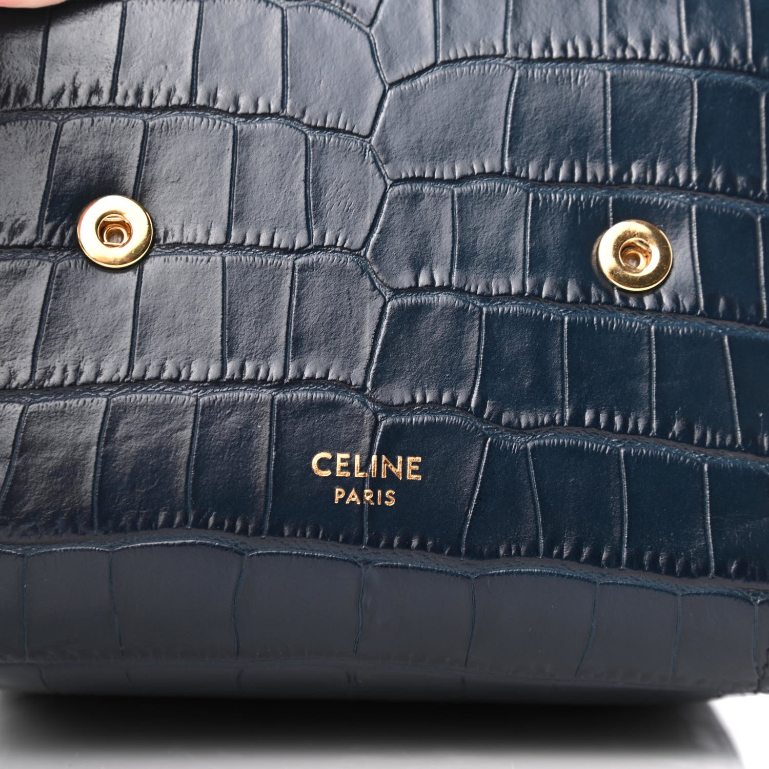 Celine Calfskin Crocodile Embossed Small Tri-Fold Wallet Navy Blue 6 of 9