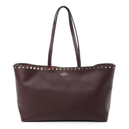 Valentino Garavani Grained Calfskin Small Rockstud Shoulder Tote Rubin 1 of 11