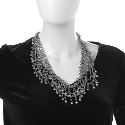 Saint Laurent Bell Bib Necklace Argent Oxide 2 of 5