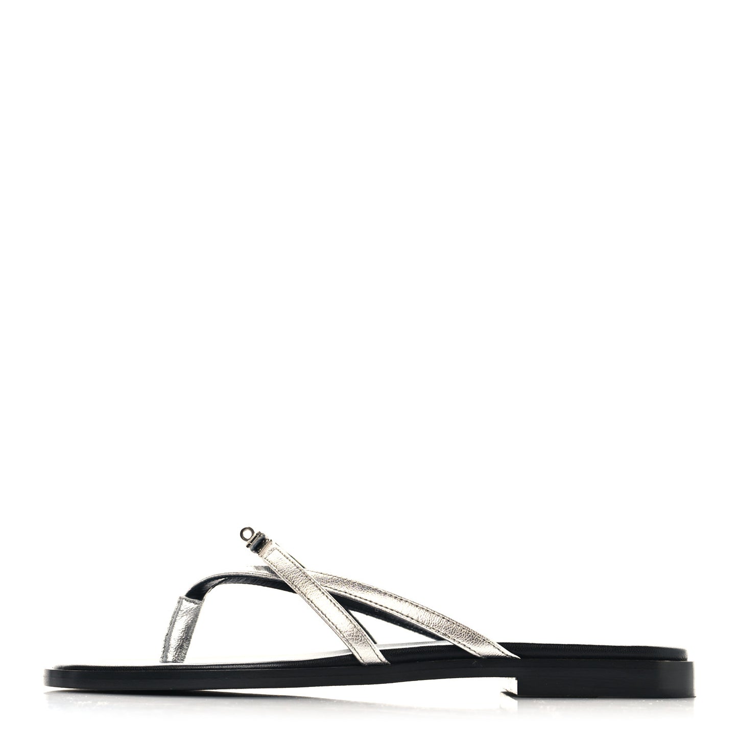 Metallic Goatskin Miss Sandals 37 Gris Argente