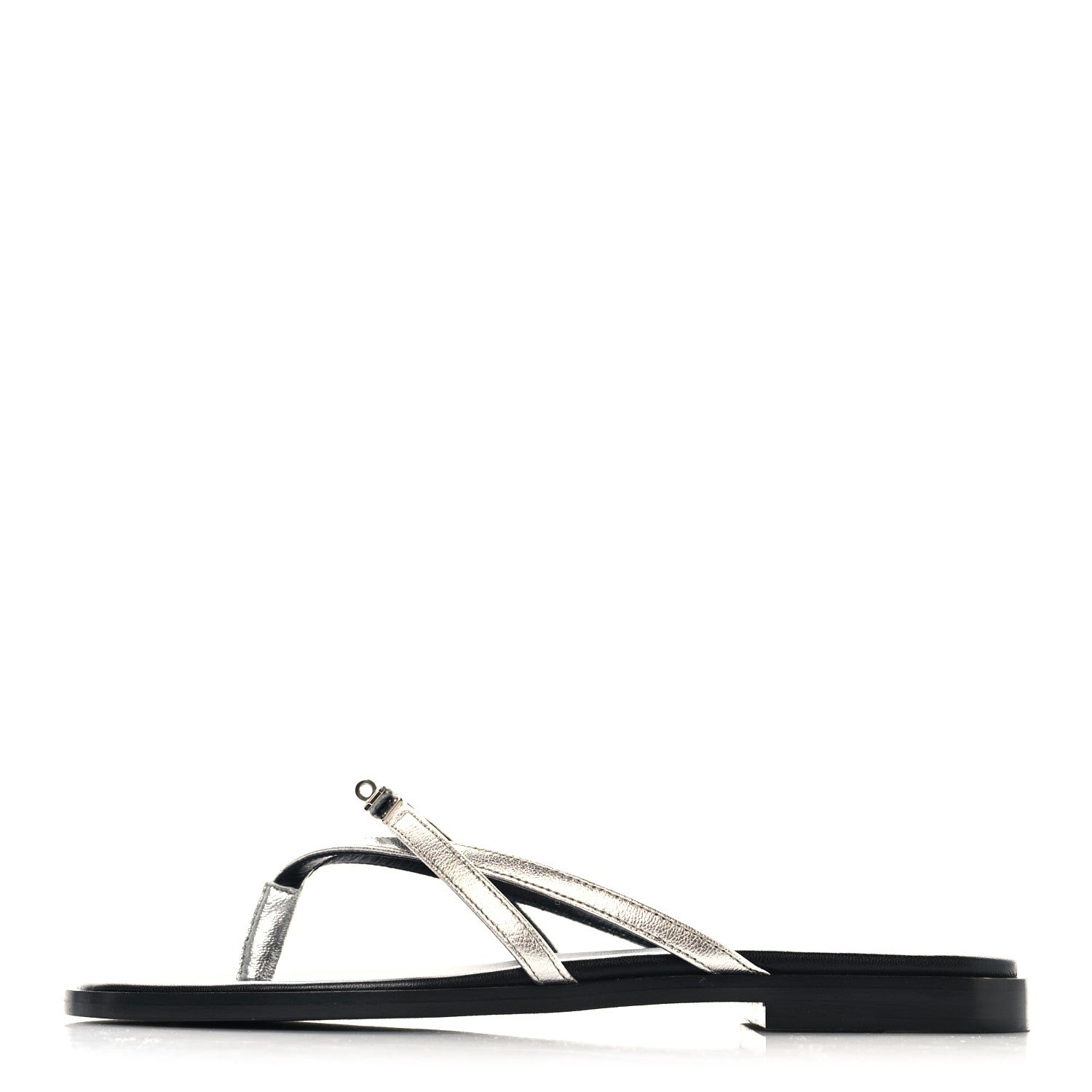 Hermes Metallic Goatskin Miss Sandals 37 Gris Argente 1 of 9