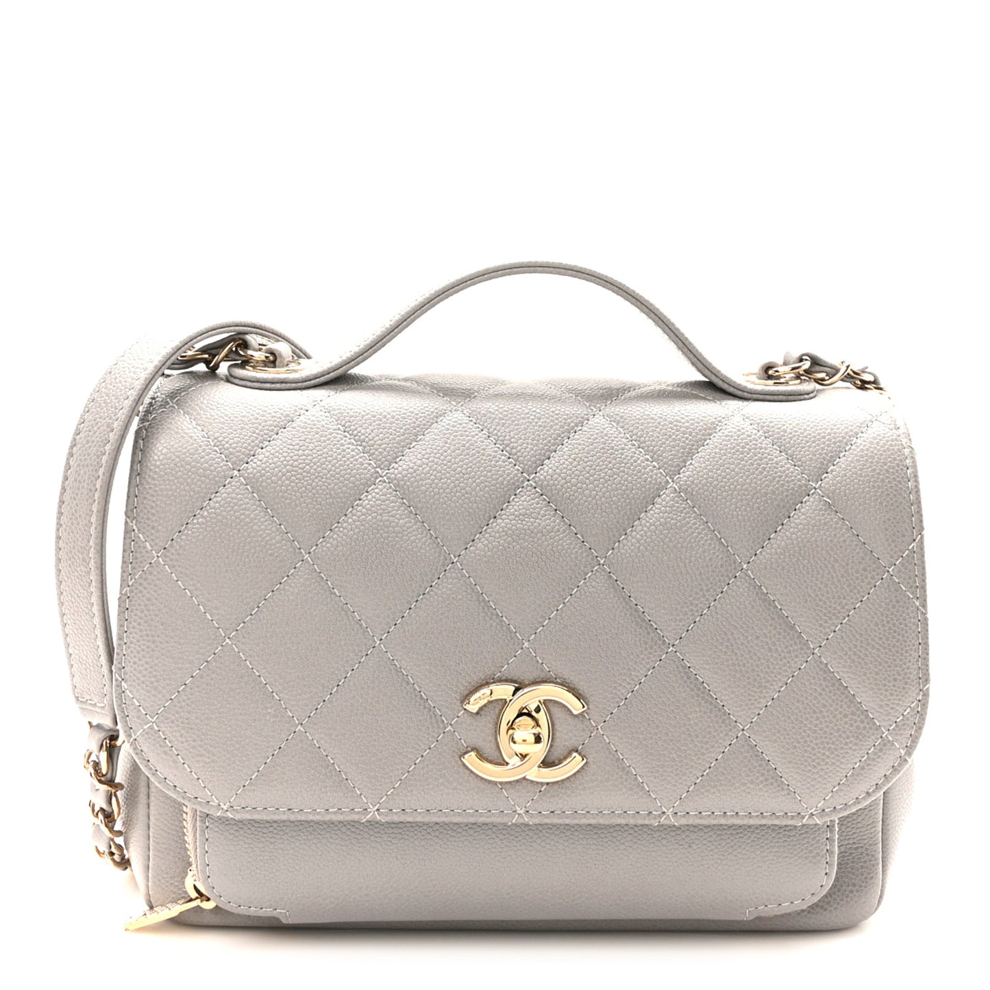 Caviar Quilted Medium Business Affinity Flap Grey