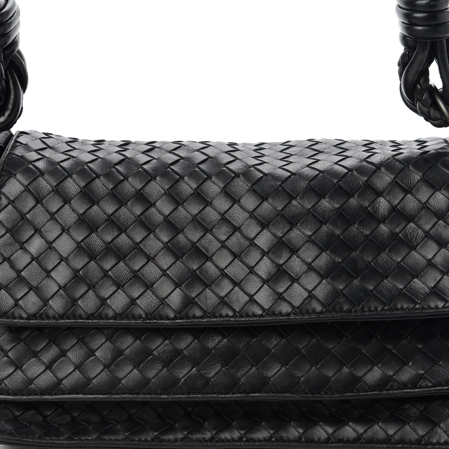 Bottega Veneta Nappa Intrecciato Braided Flap Shoulder Bag Black 10 of 10