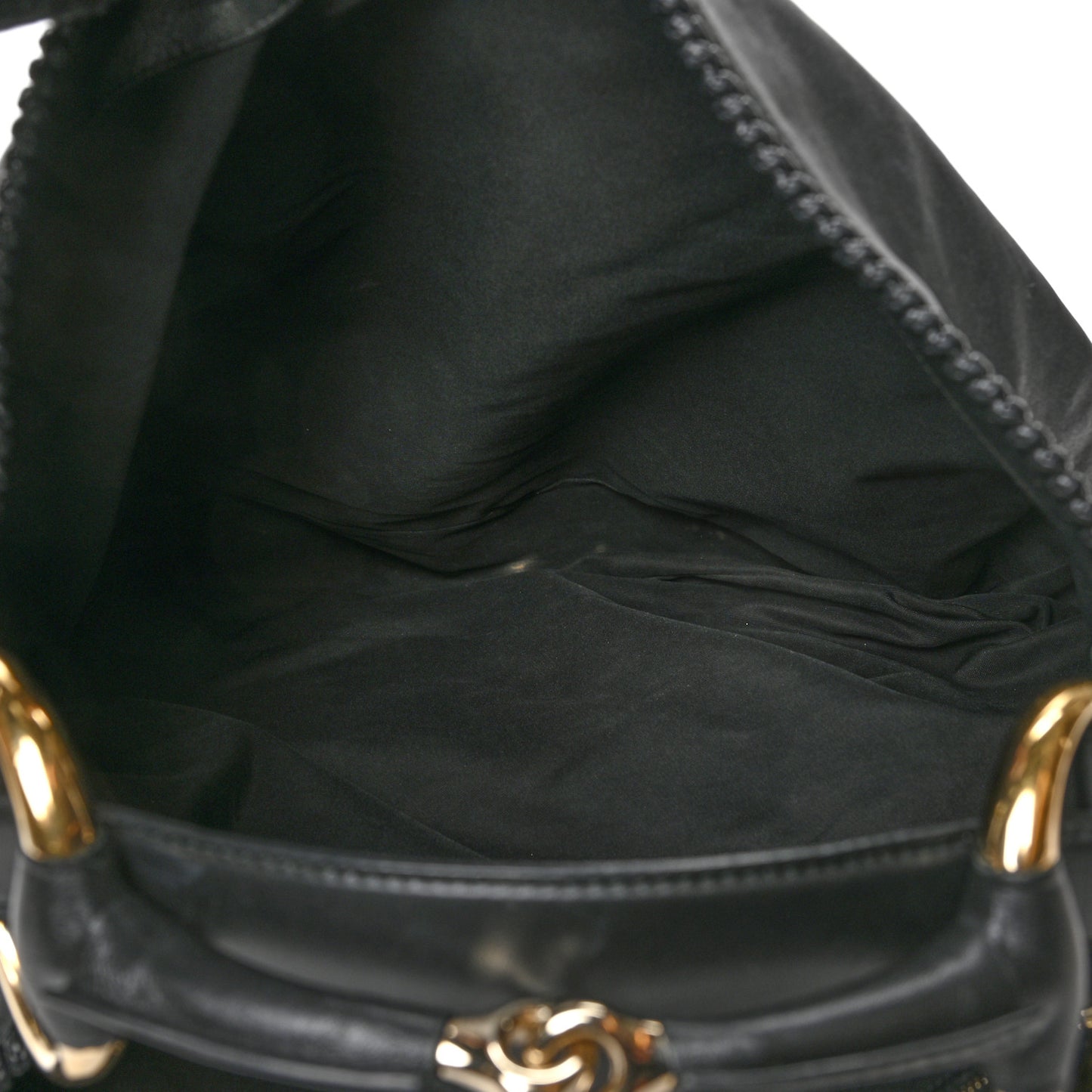 Calfskin Large Horsebit Chain Hobo Black
