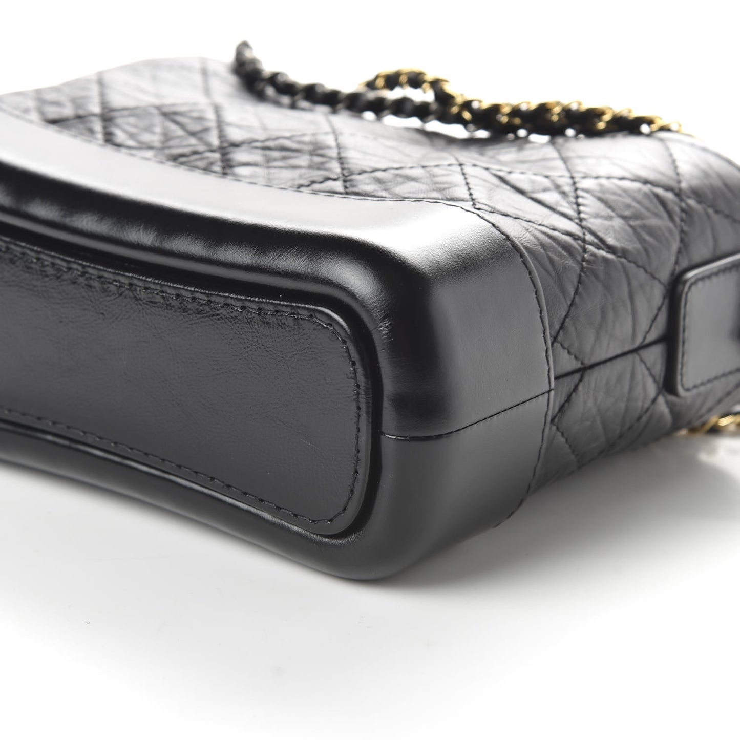 Aged Calfskin Quilted Small Gabrielle Hobo Black