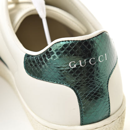 Gucci Calfskin Ayers Web Bee Embroidered Womens Ace Sneakers 38.5 White Green 9 of 14