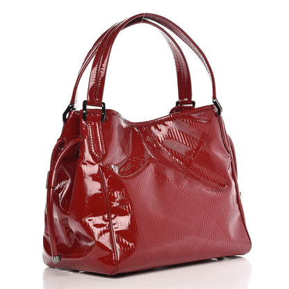 Burberry Patent Check Embossed Medium Bilmore Tote Red 3 of 9