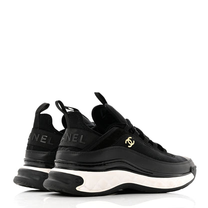 Chanel Velvet Calfskin Mixed Fibers CC Sneakers 39.5 Black 4 of 9