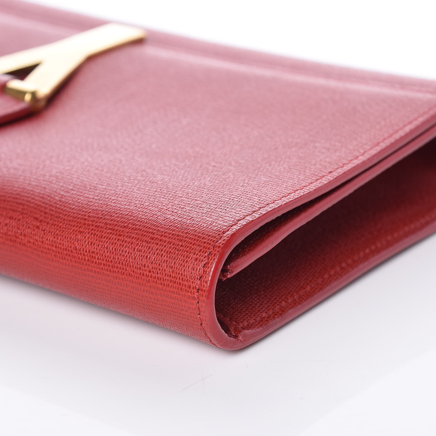 Saint Laurent Textured Calfskin Classic Y Ligne Clutch Red 9 of 19