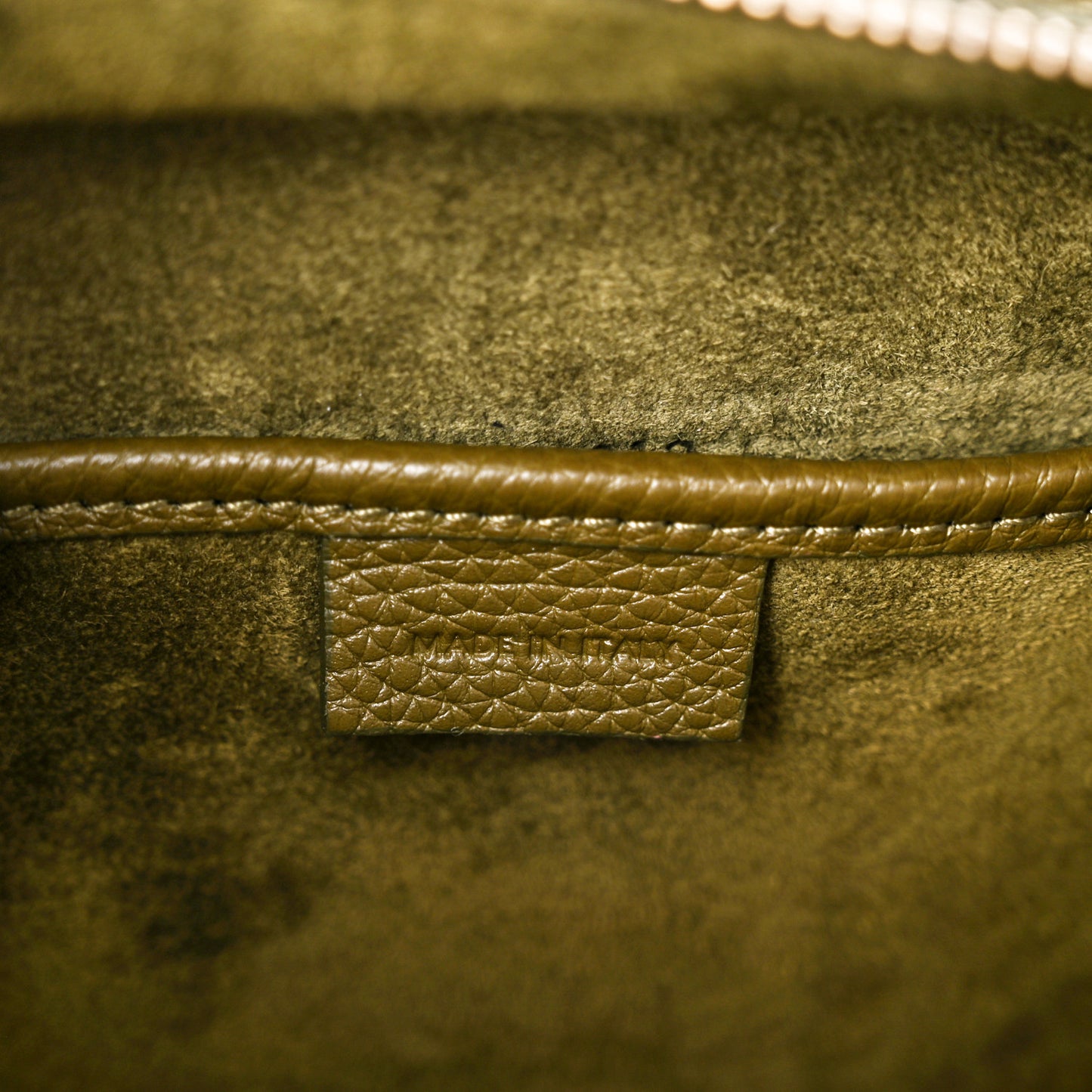 Drummed Calfskin Nano Luggage Army Green