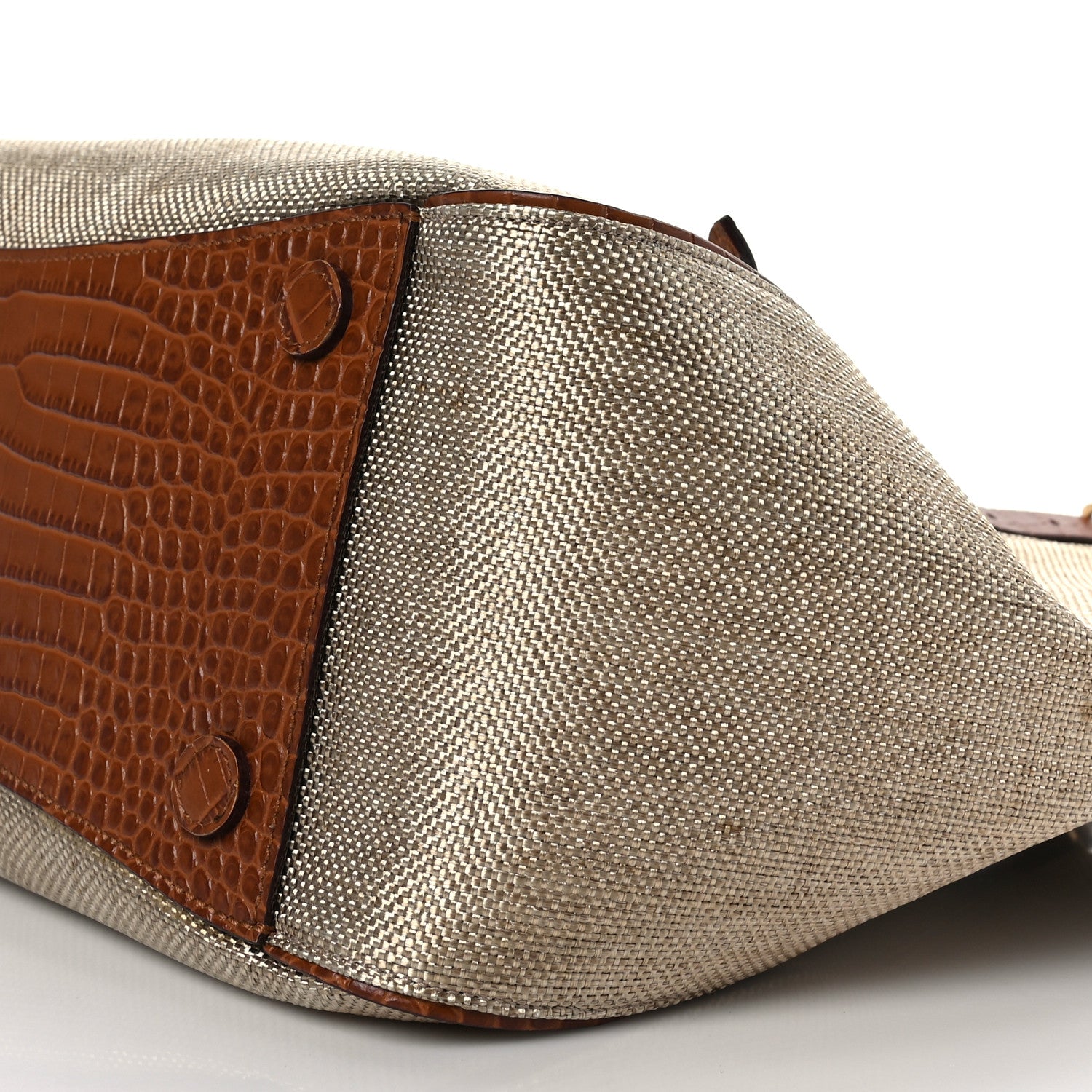 Jimmy Choo Lamé Raffia Crocodile Embossed Trim Varenne Tote Natural Cuoio 8 of 8