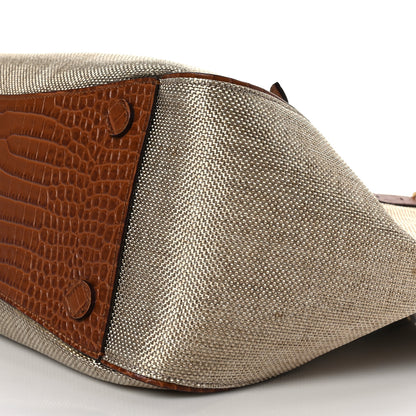 Jimmy Choo Lamé Raffia Crocodile Embossed Trim Varenne Tote Natural Cuoio 8 of 8