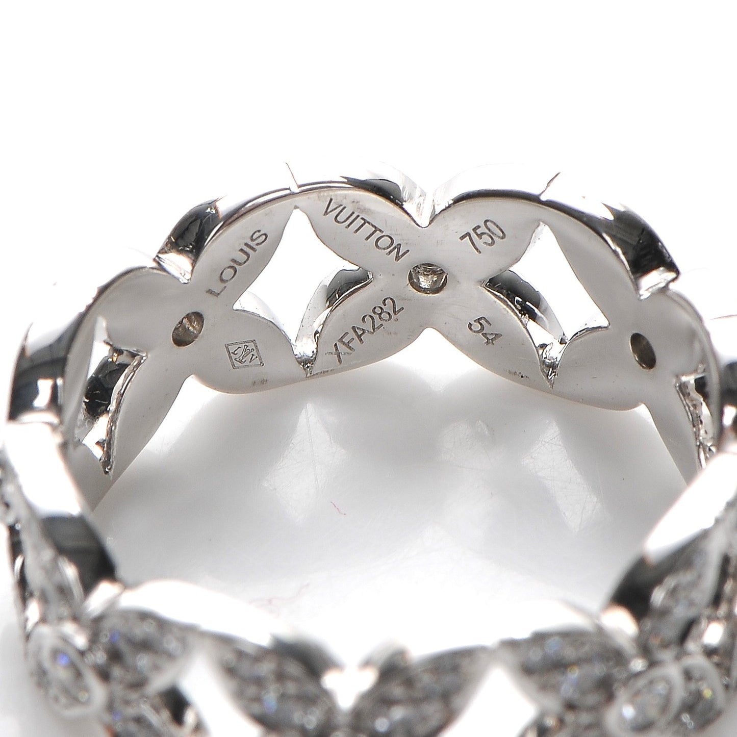 18K White Gold Diamond Les Craquantes Band Ring in size 54 7