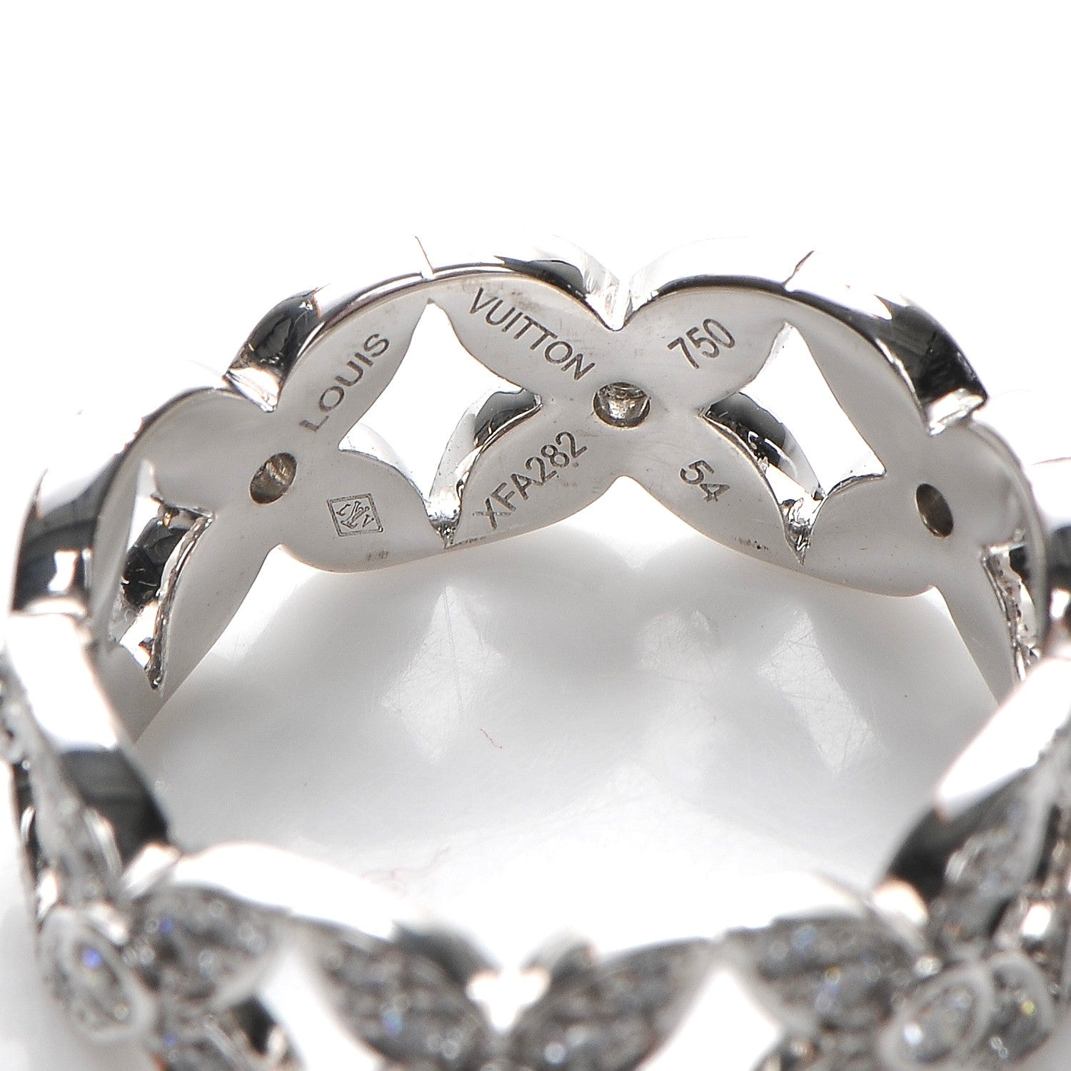 Louis Vuitton 18K White Gold Diamond Les Craquantes Band Ring in size 54 7 4 of 5