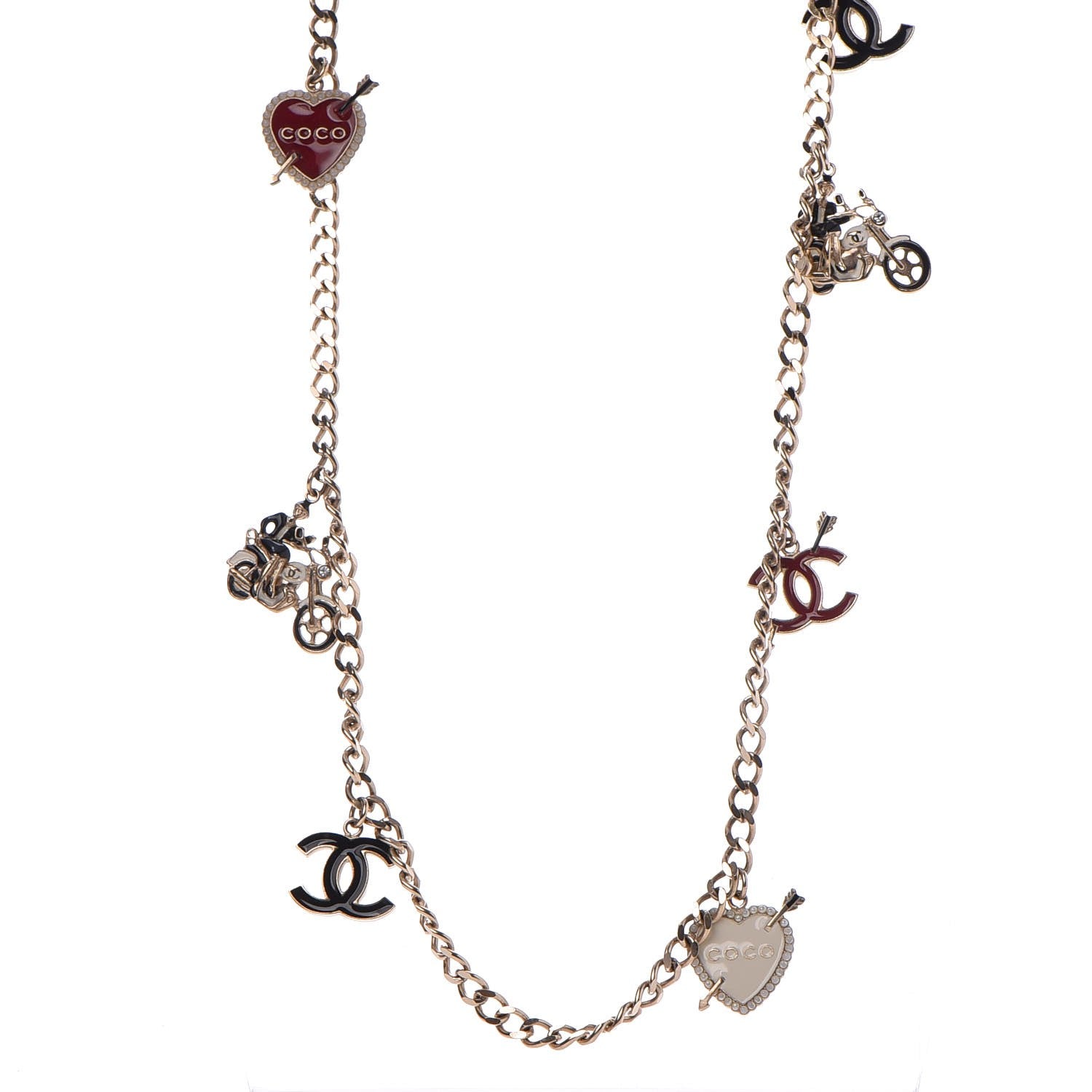 Chanel Enamel Charm CC Long Necklace Gold 1 of 7