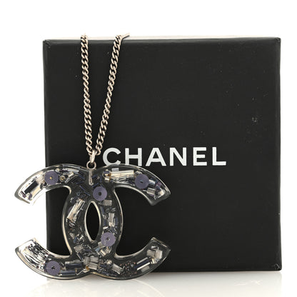 Chanel Resin CC Necklace Silver 5 of 5