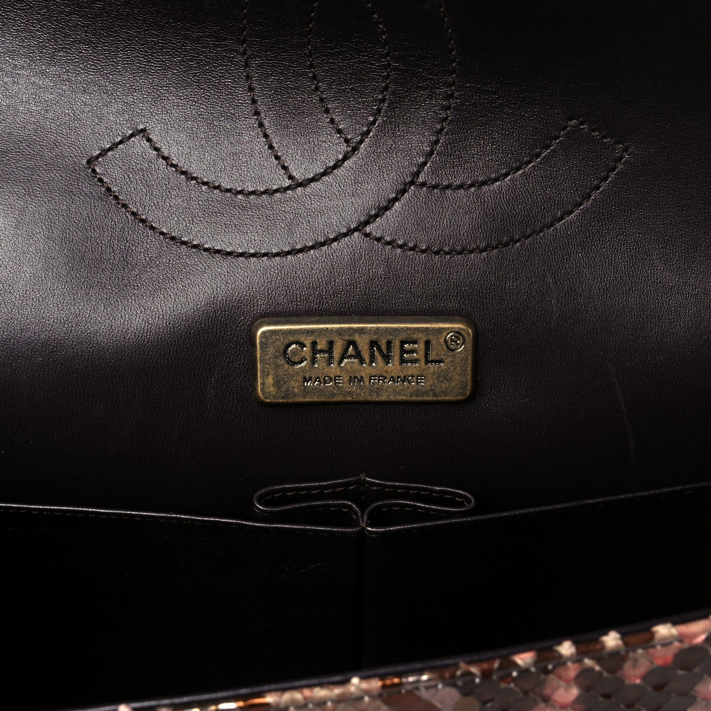 Snakeskin Jumbo Double Flap Brown Multicolor