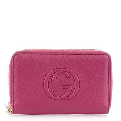 Gucci Pebbled Calfskin Medium Soho Zip Around Wallet Peonia Flower 1 of 7