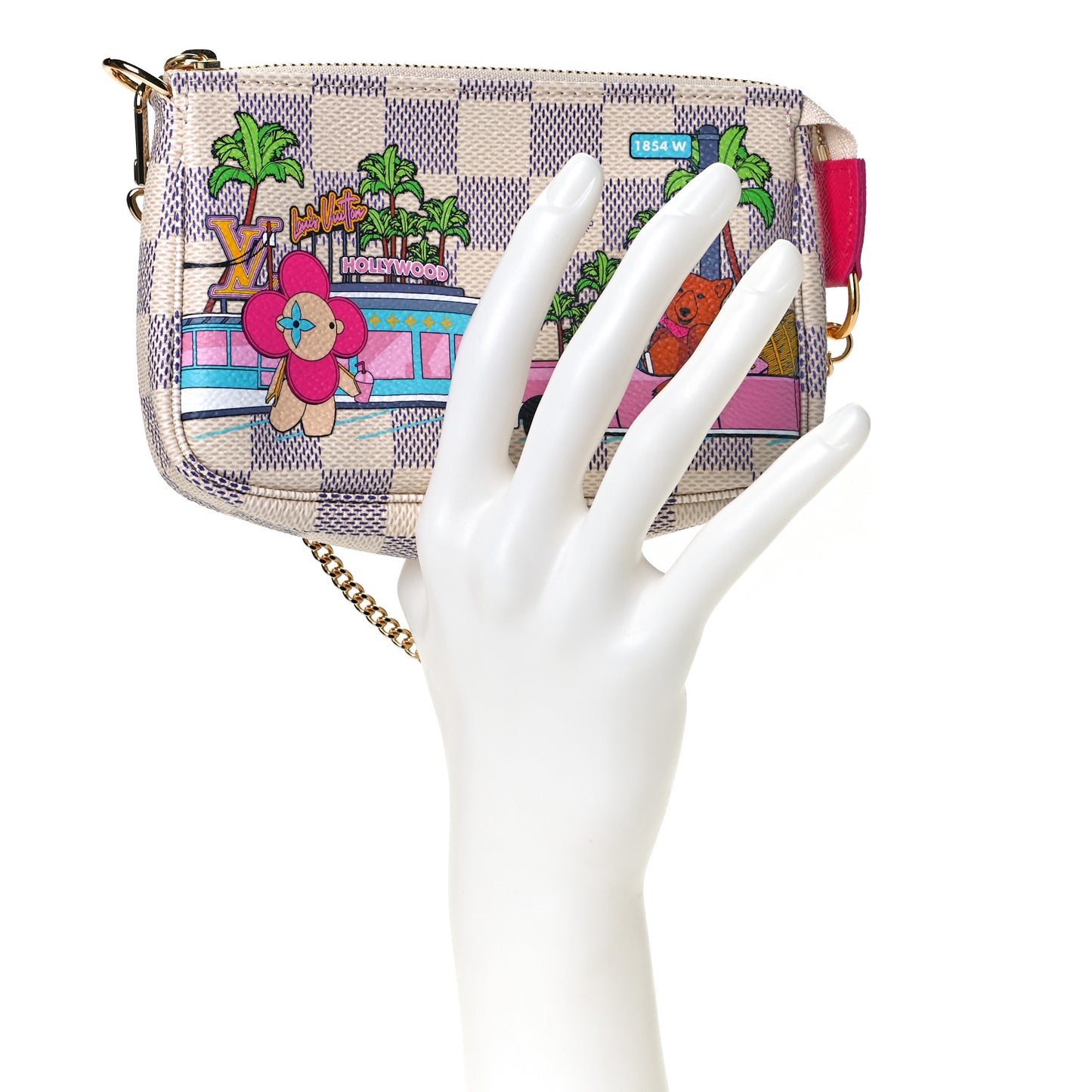 Damier Azur 2021 Christmas Animation Hollywood Mini Pochette Accessories Fuchsia