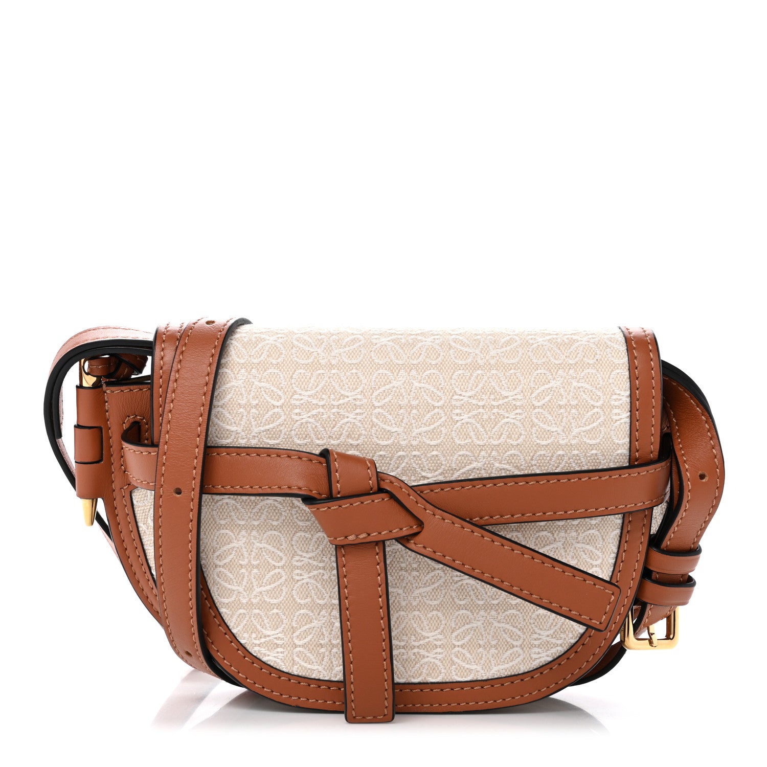 Loewe Calfskin Canvas Anagram Mini Gate Dual Bag Ecru Tan 1 of 10