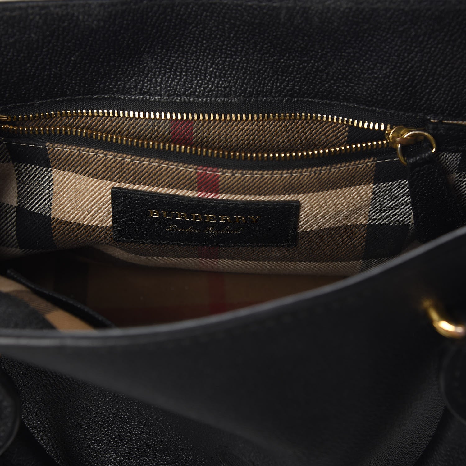 Burberry Soft Grain Calfskin Small Buckle Tote Black 9 of 13