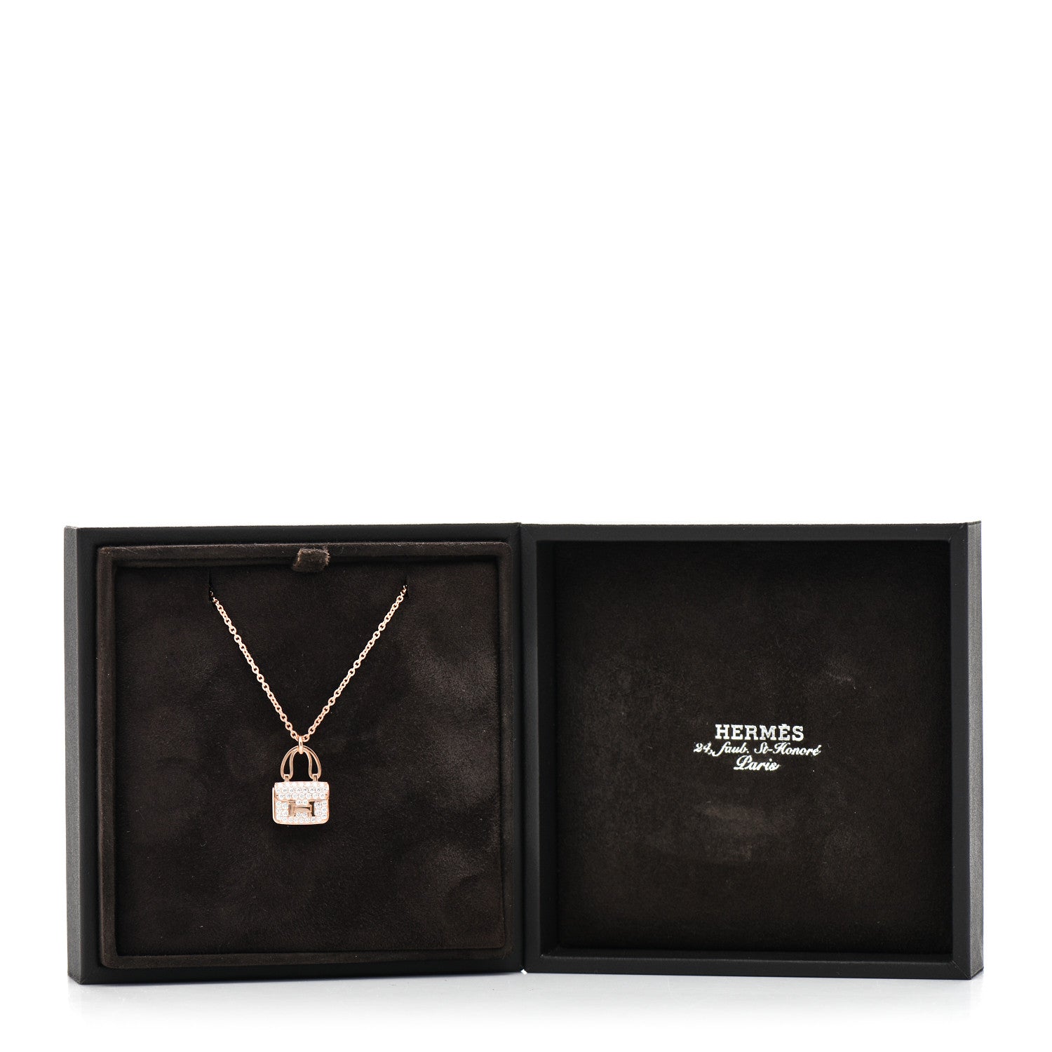 Hermes 18K Rose Gold Diamond Constance Amulettes Pendant Necklace 6 of 6