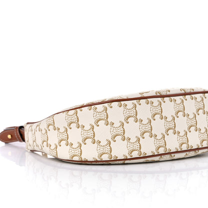 Celine Canvas Calfskin Ava Triomphe Shoulder Bag White 8 of 13