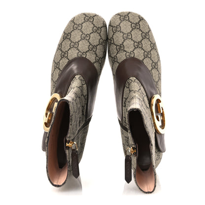 Gucci GG Supreme Monogram Malaga Kid Blondie 55mm Ankle Boots 38 Beige Ebony New Acero 2 of 14