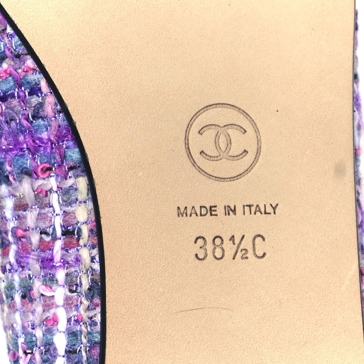 Chanel Tweed Grosgrain Cap Toe Ballerina Flats 38.5 Purple Black 8 of 10