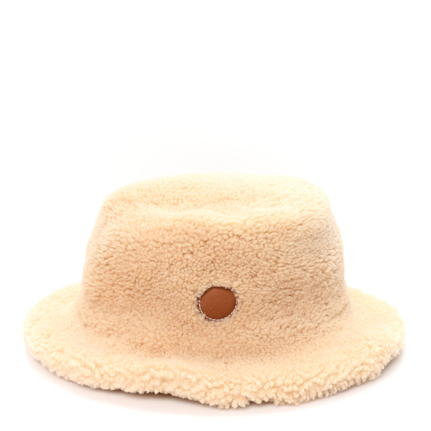Hermes Shearling Womens Fauve Bucket Hat 57 Marron Tonka 3 of 8