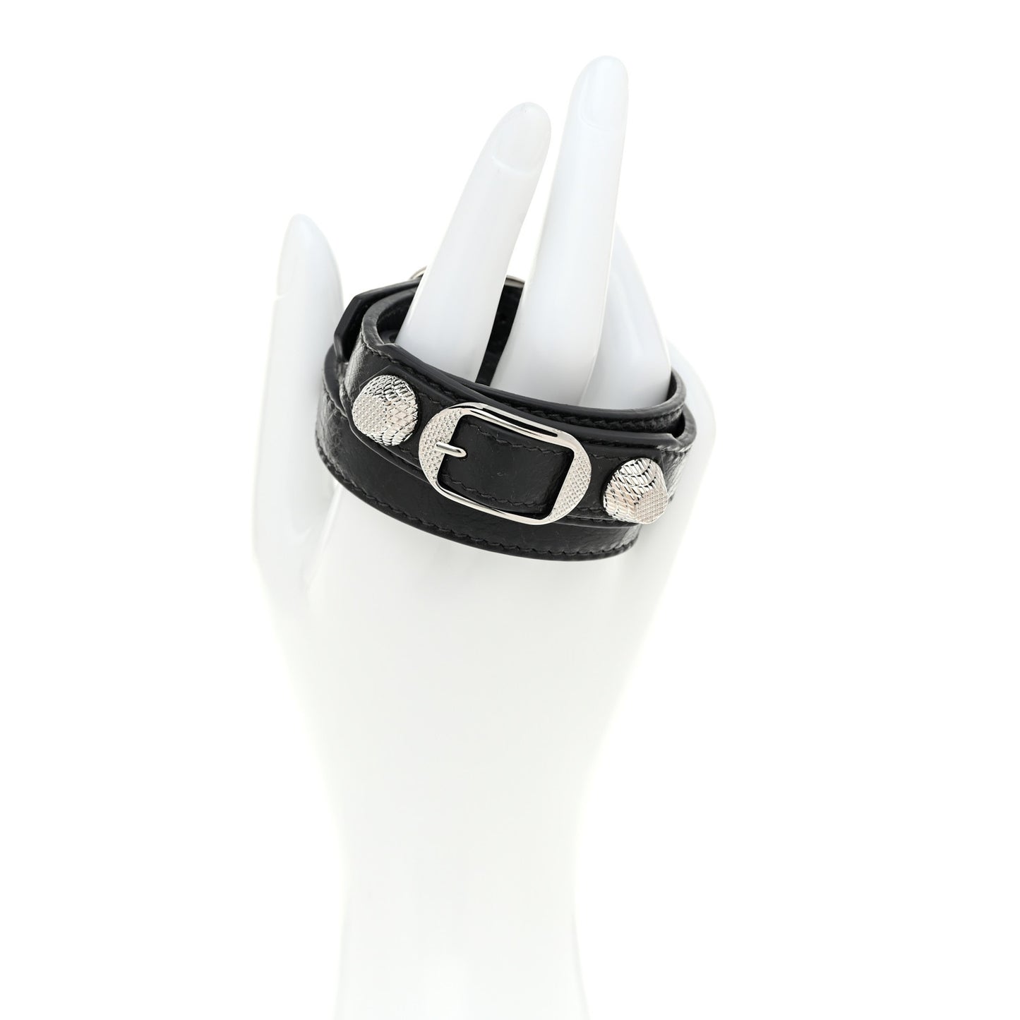 Agneau Giant Silver Hardware Triple Tour M Bracelet Gris Fossile