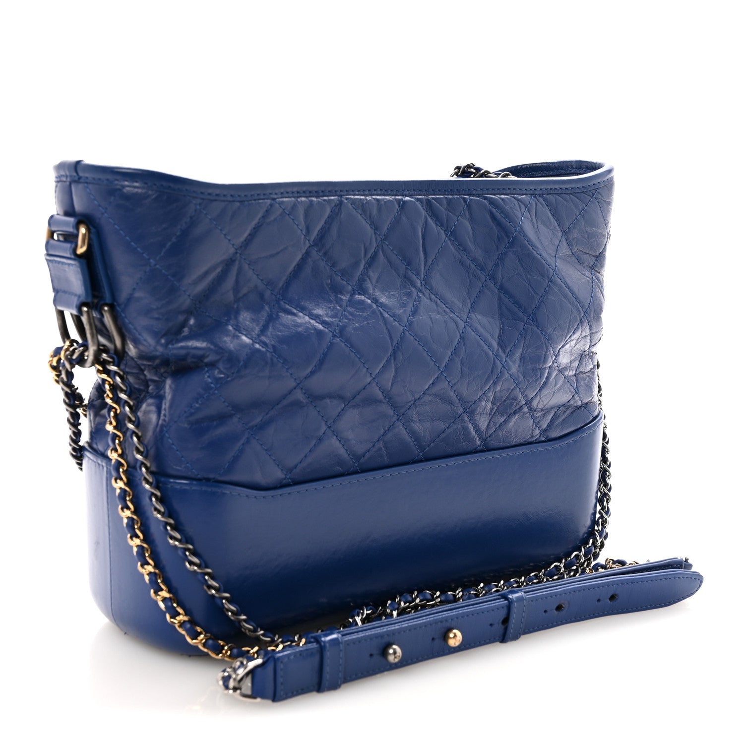 Chanel Aged Calfskin Quilted Medium Gabrielle Hobo Blue 3 of 10