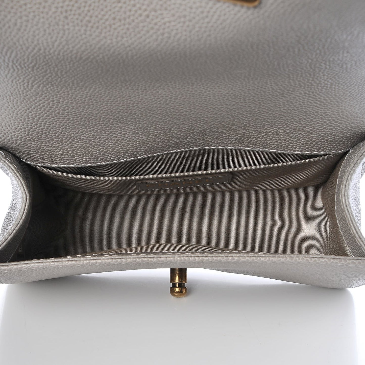 Caviar Quilted Small Boy Flap Light Grey